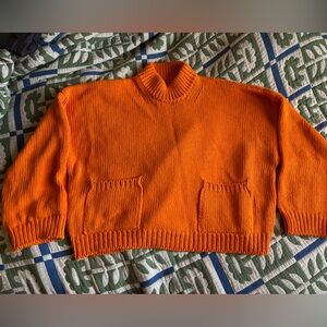 Babaa Women's Orange Turtleneck Sweater